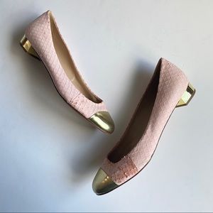 J.Crew Collection Pink Snakeskin Janey Cap Toe Ballet Flats, size 9.5